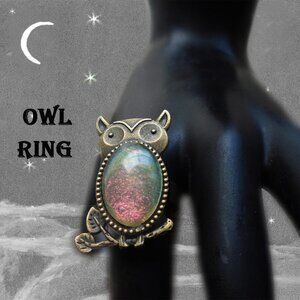 Owl Ring OOAK with Special One of a Kind Handmade Stone
